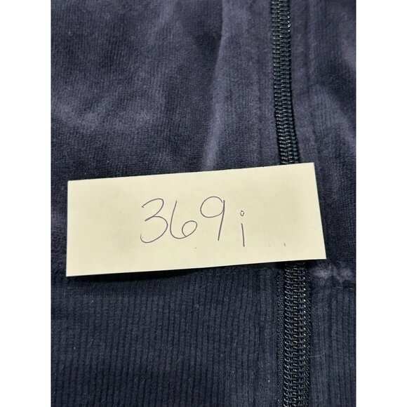 Two-Piece Navy Velour Zip-Up Tracksuit With High Collar Elastic Waist Sz M/L - Picture 16 of 16
